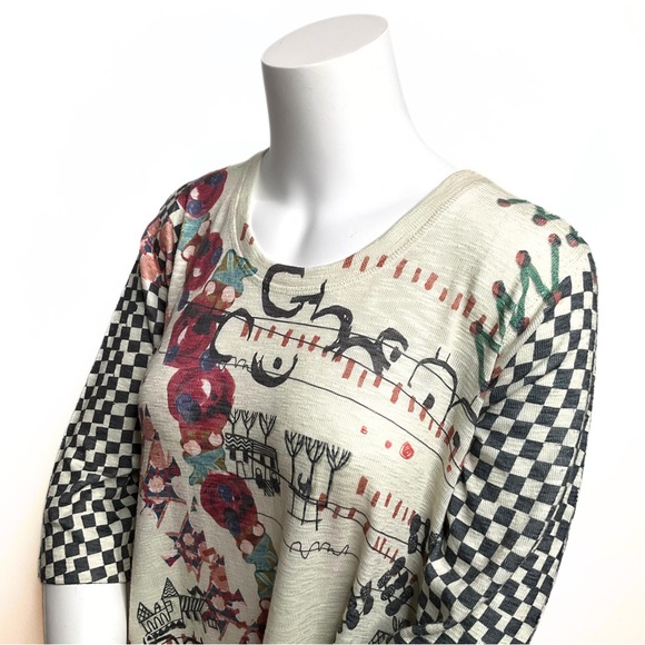 Inoah Wearable Art Checker Aysmeyrical Hem Tunic Womens SZ S Artsy Art Deco Punk - Picture 5 of 13